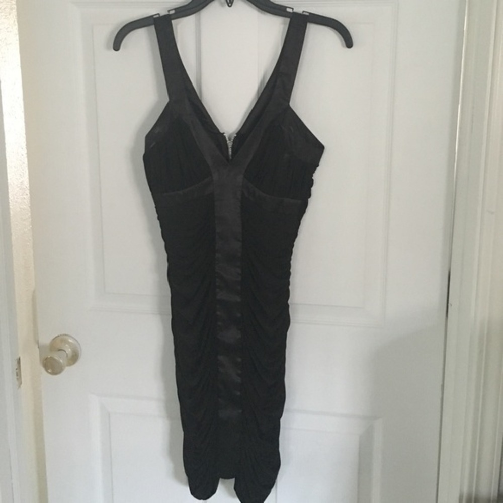 WINDSOR Sexy little black ruffle pleated satin mini dress SIZE 3